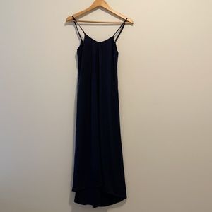 Custom Made Navy Silk Maxi Dress